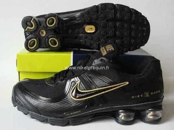 Hommes Nike Shox R4 Noir D Or